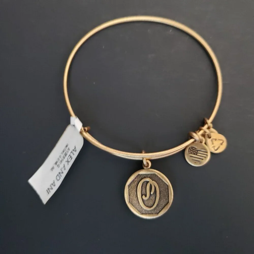 Alex And Ani Name Initial Letter O Bracelet 676 - Picture 1 of 3